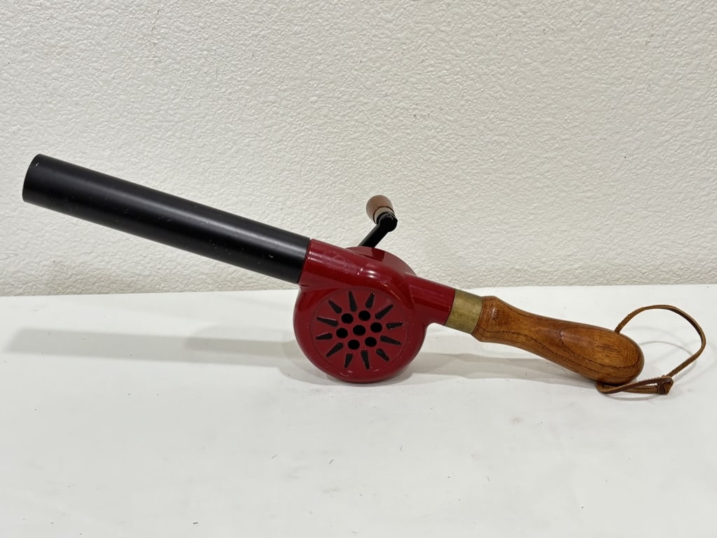 Vintage Mechanical Hand-Cranked Fireplace Blower: Vintage Mechanical Hand-Cranked Fireplace Blower, 16in by 4in