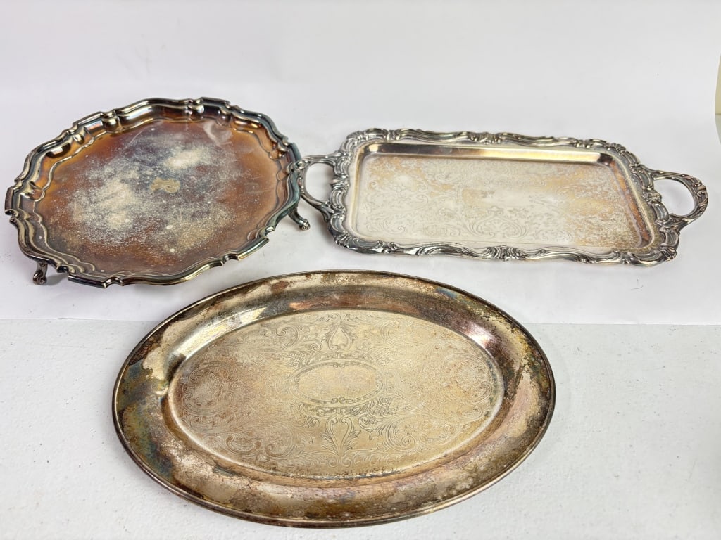 (3) Vintage Silver-Plated Serving Trays (1 of 7)