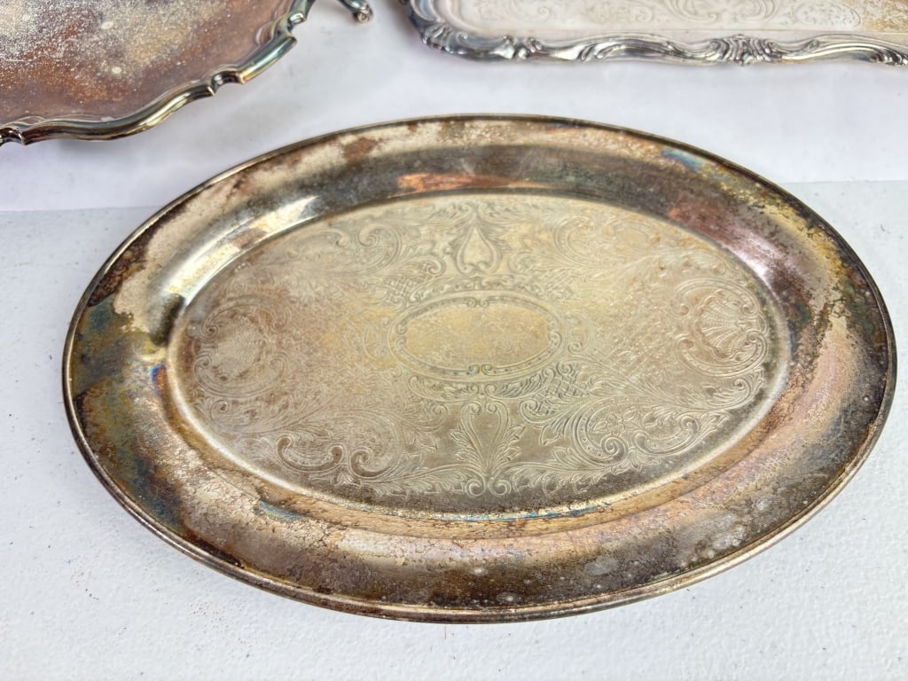 (3) Vintage Silver-Plated Serving Trays - 2
