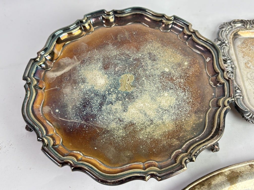 (3) Vintage Silver-Plated Serving Trays - 3