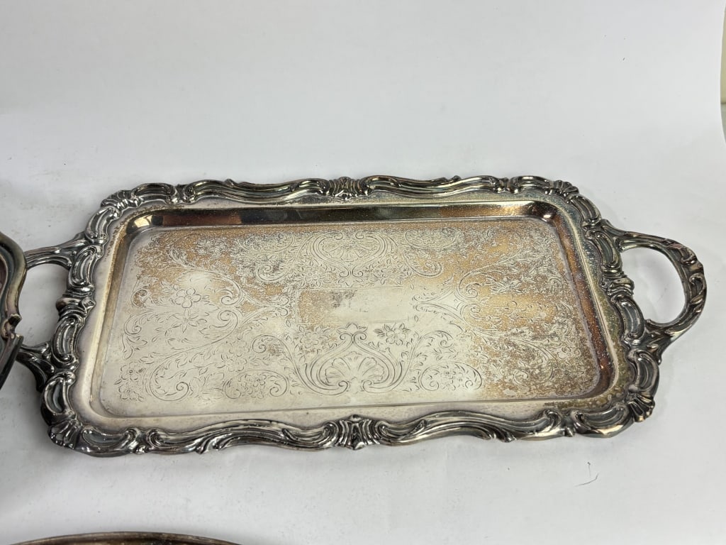 (3) Vintage Silver-Plated Serving Trays - 4