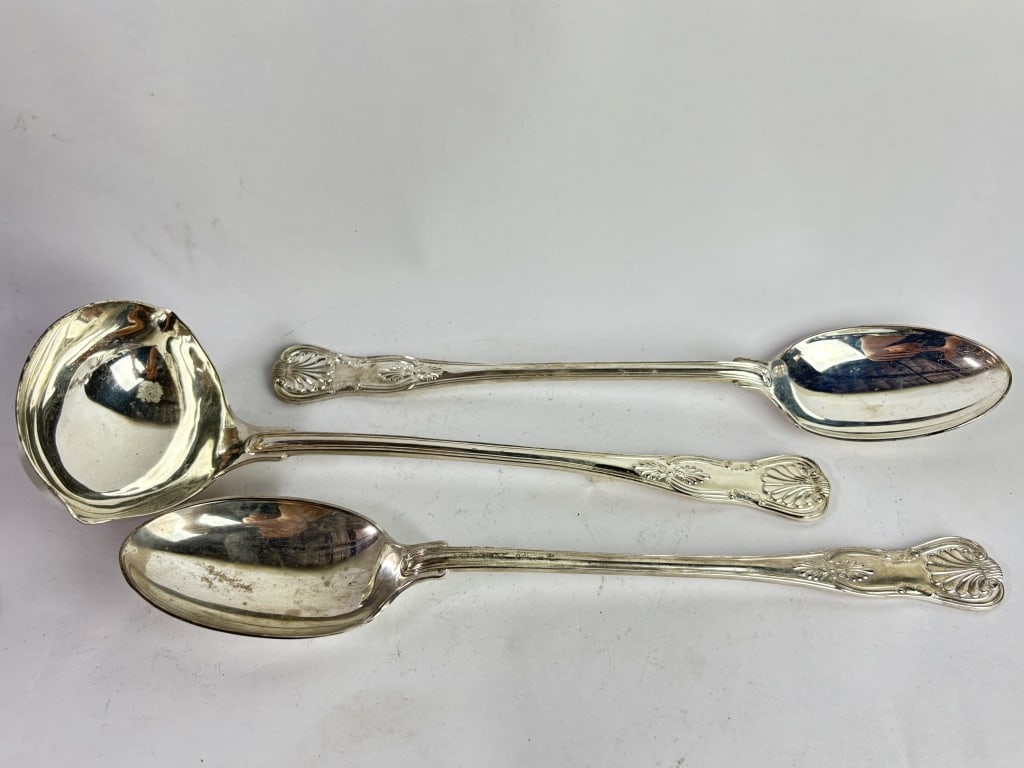 (3) Large F.B. Rogers Silver-Plated Serving Spoons - 4