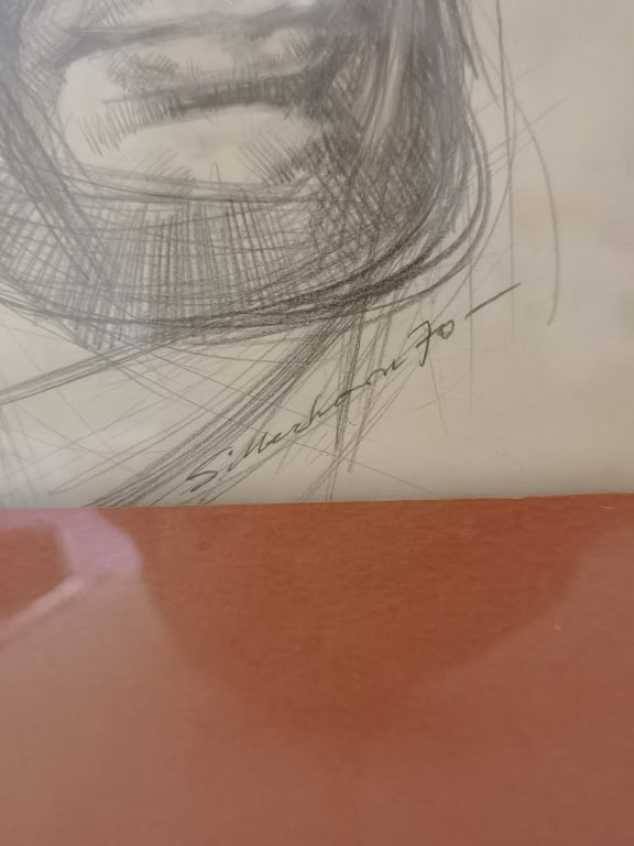 1970 Signed Silverhorn Pencil Portrait Drawing - 3