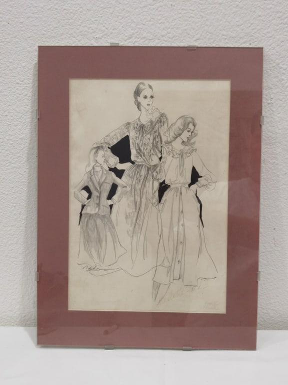 Signed Female Pencil Drawing (1 of 3)