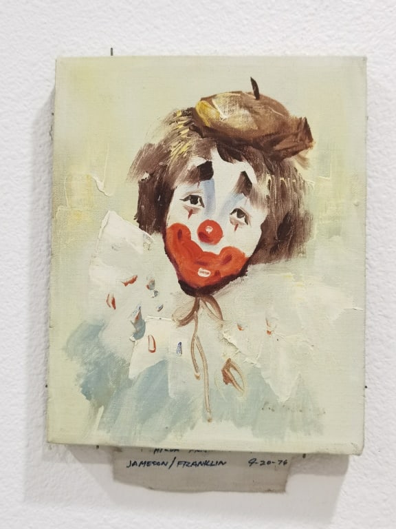 1976 Signed Hilda Franklin Clown Portrail Oil Pain (1 of 3)