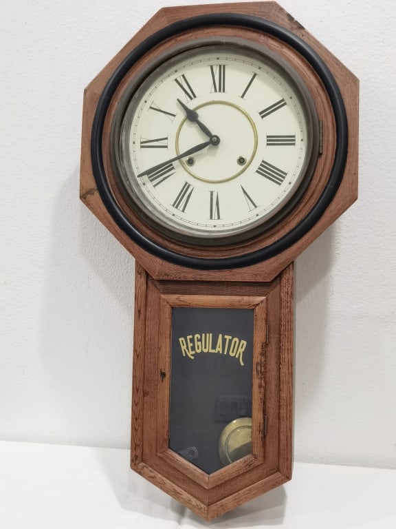 Vintage "Regulator" Octagonal Drop-Dial Wall Clock (1 of 5)