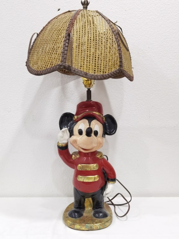 Vintage Mickey Mouse "Marching Band" Table Lamp: Vintage Mickey Mouse "Marching Band" Table Lamp, 30in by 14in