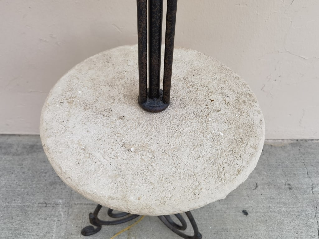 Metal Frame Floor Lamp with Stone Table Top - 2