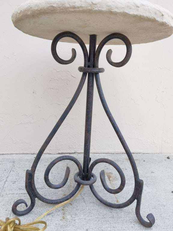 Metal Frame Floor Lamp with Stone Table Top - 3