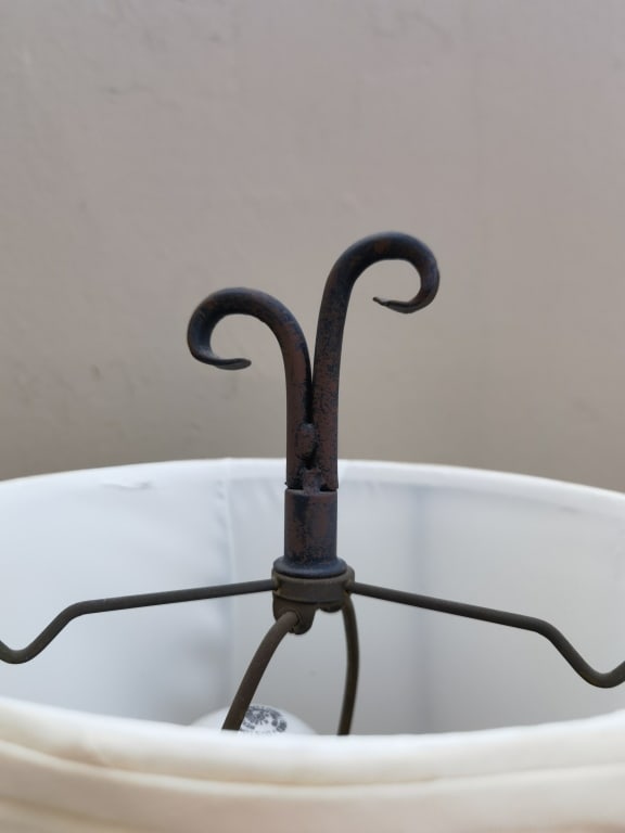 Metal Frame Floor Lamp with Stone Table Top - 4