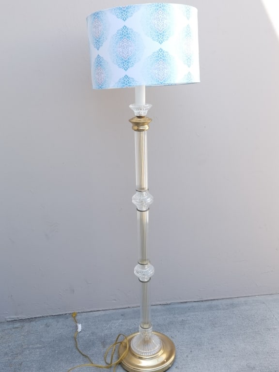 Vintage Brass & Glass Column Floor Lamp (1 of 5)