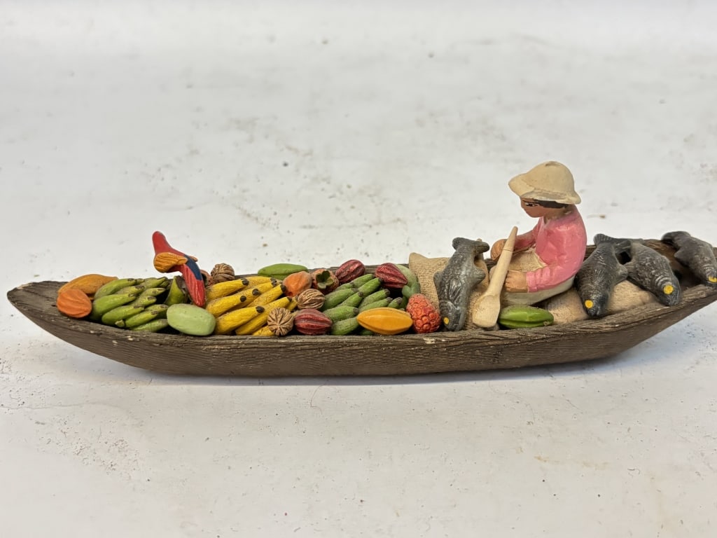 Vintage Thai Market Boat: Vintage Thai Market Boat, 7.5in by 2.75in