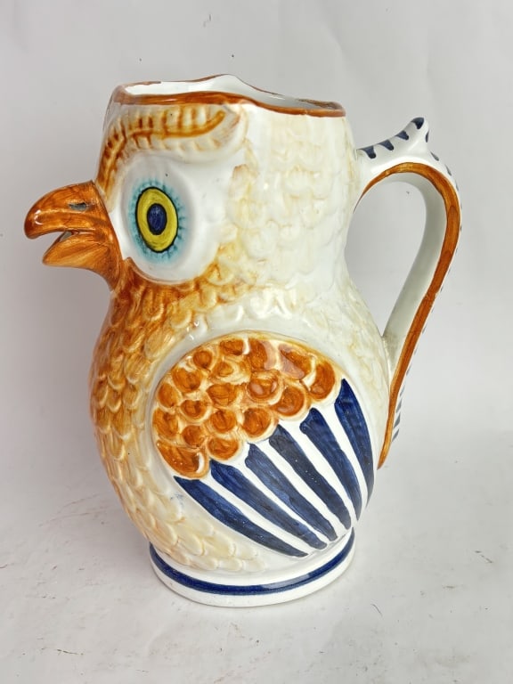 Vintage Italian Whimsical Owl-Form Ceramic Pitcher (1 of 4)