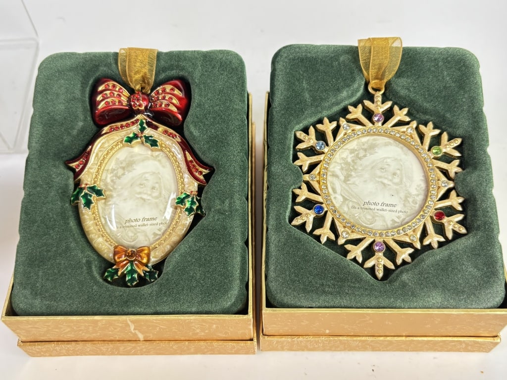 Pr. of Jeweled Holiday Photo Frame Ornaments (1 of 4)