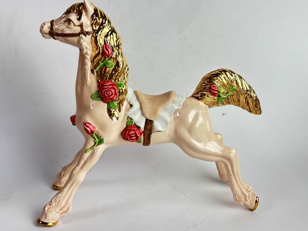 Vintage Glazed Ceramic Carousel Horse Figurine (1 of 3)