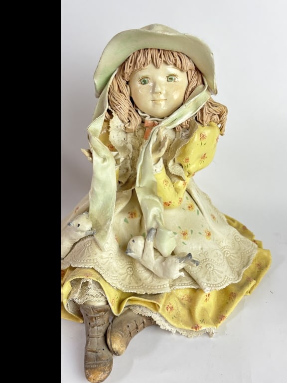 Vintage Papier Mache Doll: Vintage Papier Mache Doll, 10.5in by 10in by 10in
