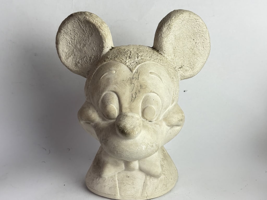 Vintage Cast Plaster Mickey Mouse Bust Coin Bank (1 of 4)