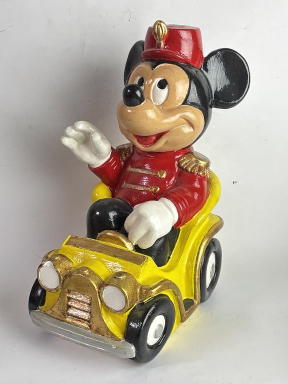 Vintage Mickey Mouse "Marching Band Leader" Car Fe: Vintage Mickey Mouse "Marching Band Leader" Car Figurine, 13.25inby 10in by 6.5in