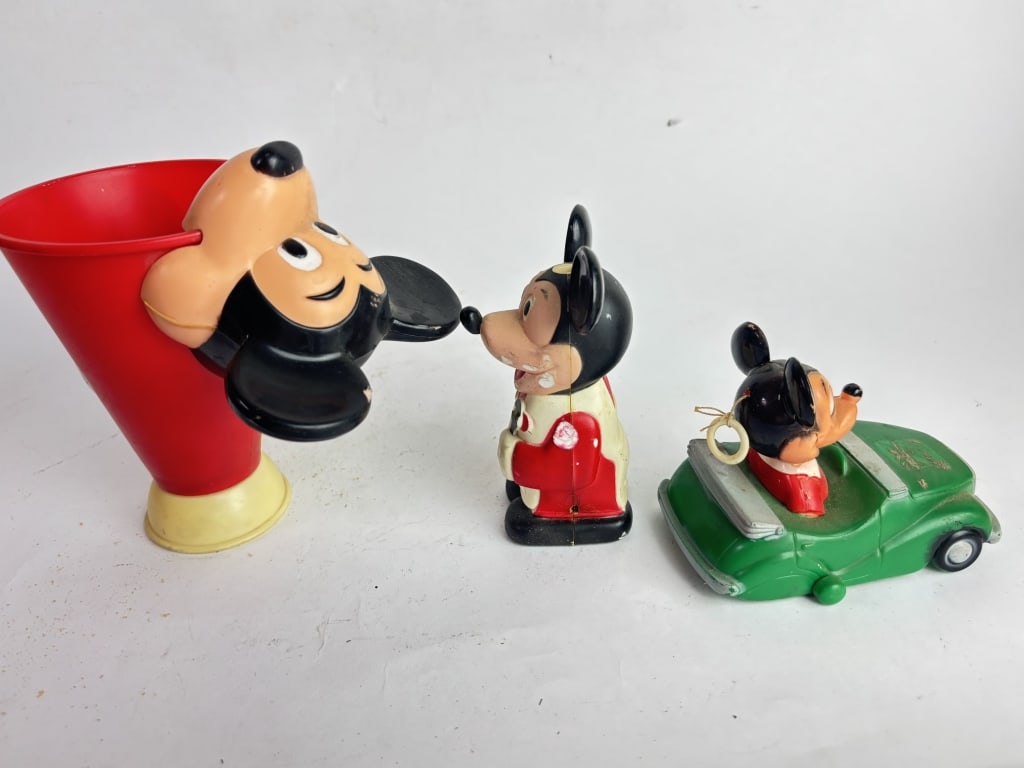 (3) Vintage Mickey Mouse Figures - 2