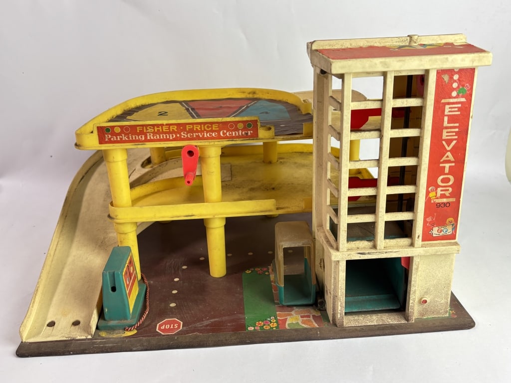 Vintage Fisher Price Parking Garage: Vintage Fisher Price Parking Garage, 17.5in by 10.75in by 16in