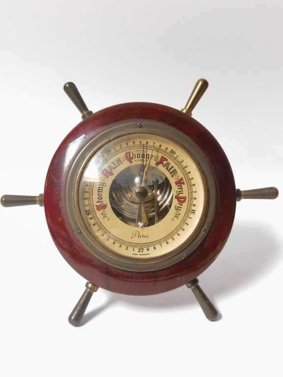 Artco "Ships Wheel" Desktop Aneroid Barometer (1 of 3)