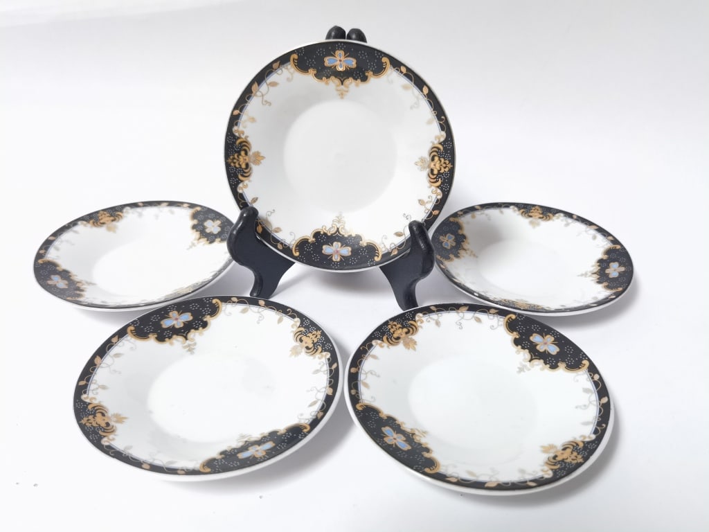 (5) Neo-Classical Gilt and Black Saucers (1 of 3)