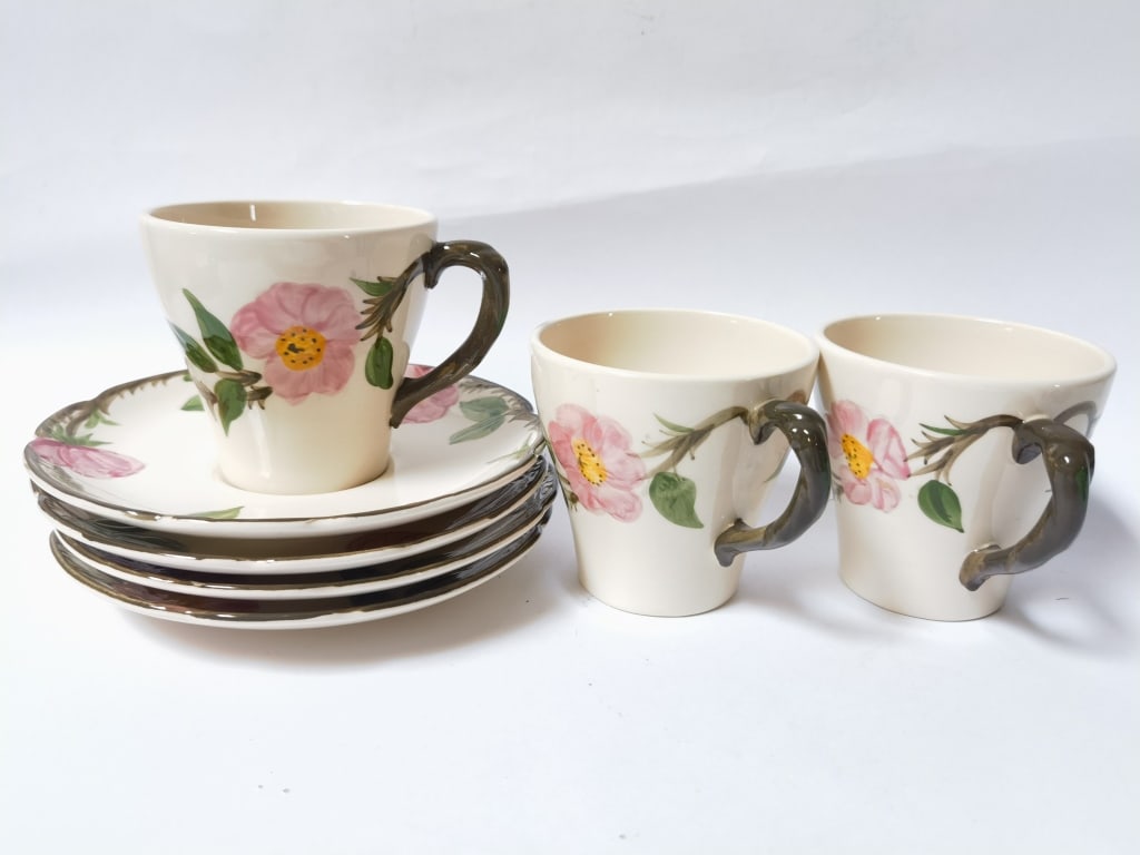 (7) Vintage Franciscan "Wild Rose" Tea Wares (1 of 3)