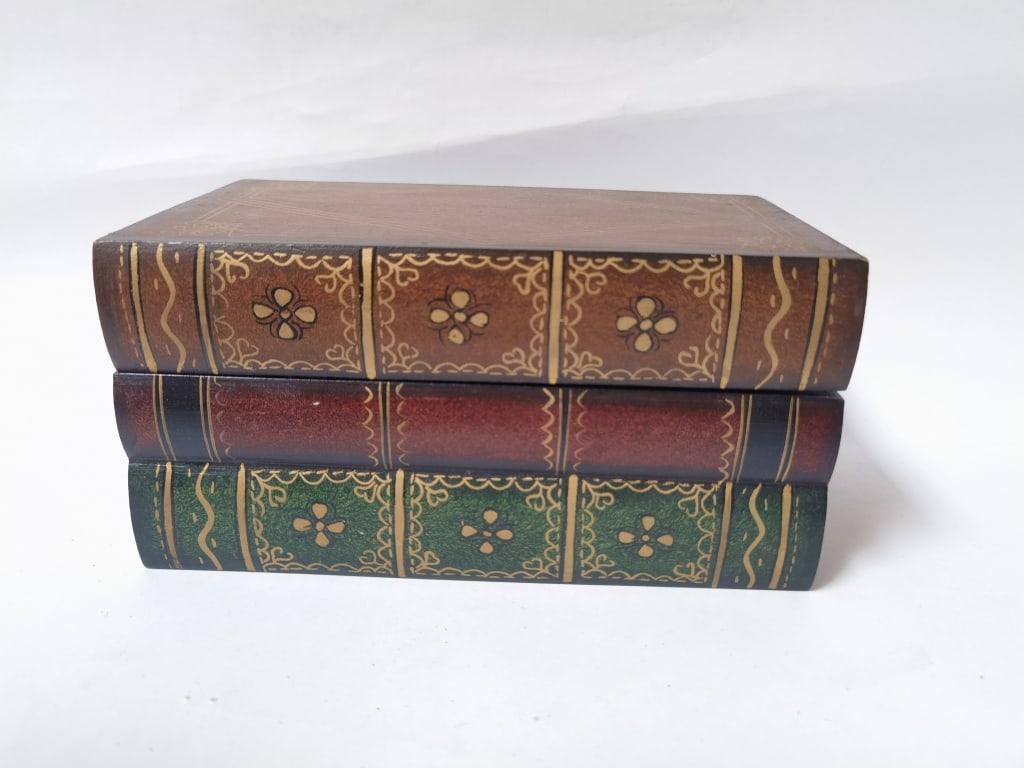 Decorative Stacked Book Box: Decorative Stacked Book Box, 8.5in by 5in by 4.5in