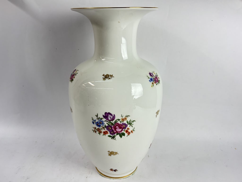 Vintage Reichenbach Germany Porcelain Floral Vase: Vintage Reichenbach Germany Porcelain Floral Vase, 13.5in