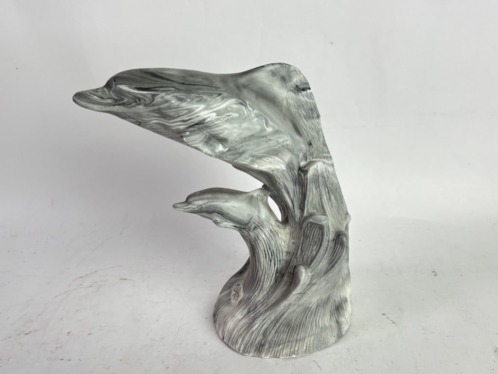 Vintage Cook Company Dolphin Sculpture: Vintage Cook Company Dolphin Sculpture, 7.5in by 6in