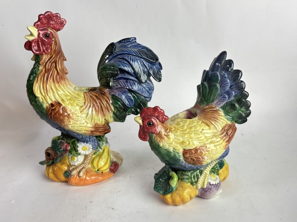 (2) Vintage Fitz & Floyd Porcelain Roosters (1 of 10)