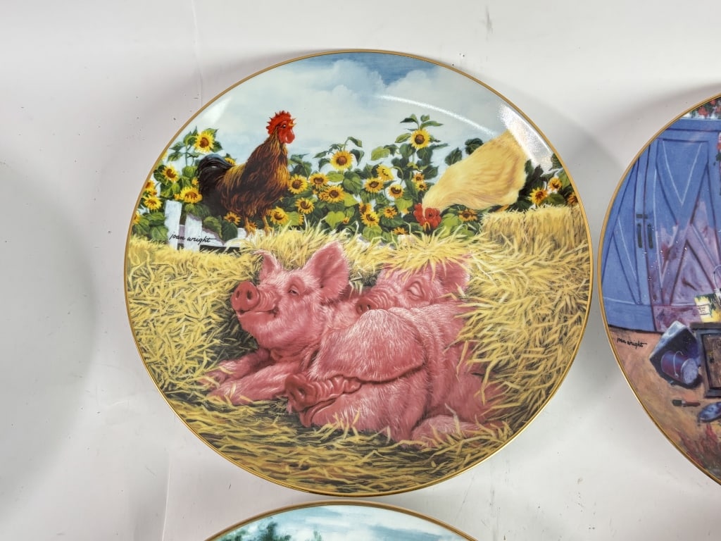 (4) Limited Ed. Joan Wright Hog Harvest Plates - 2