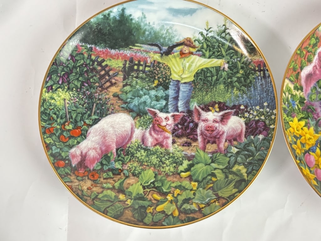 (4) Limited Ed. Joan Wright Hog Harvest Plates - 4