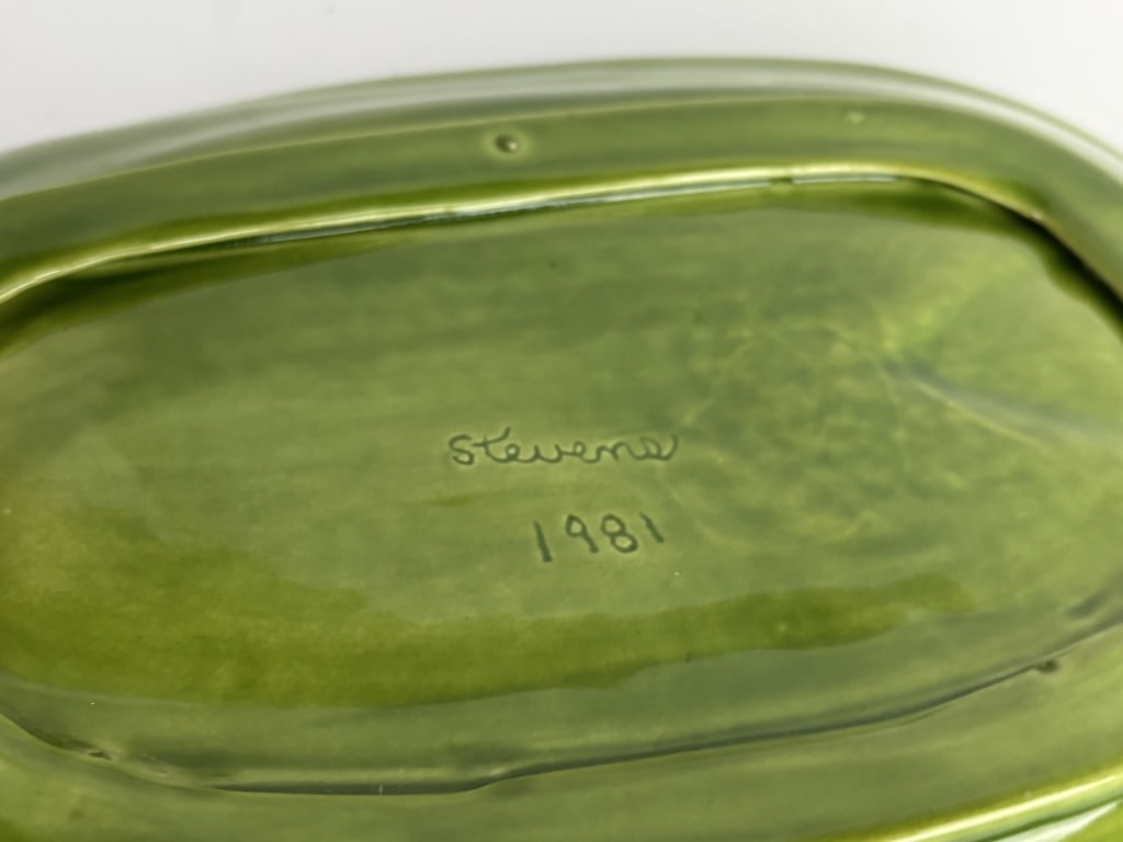 1981 Signed Stevens Porcelain Corn Dish - 4