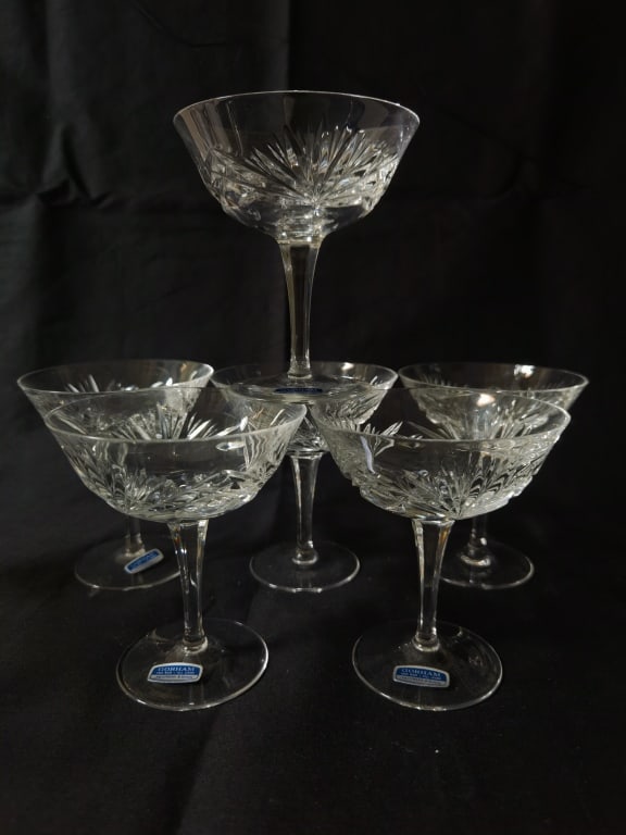 (6) Gorham Crystal Cherrywood Champagne Glasses (1 of 3)