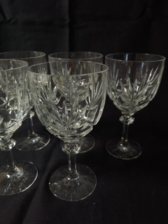 (6) Gorham Crystal Cherrywood Water Goblets - 2