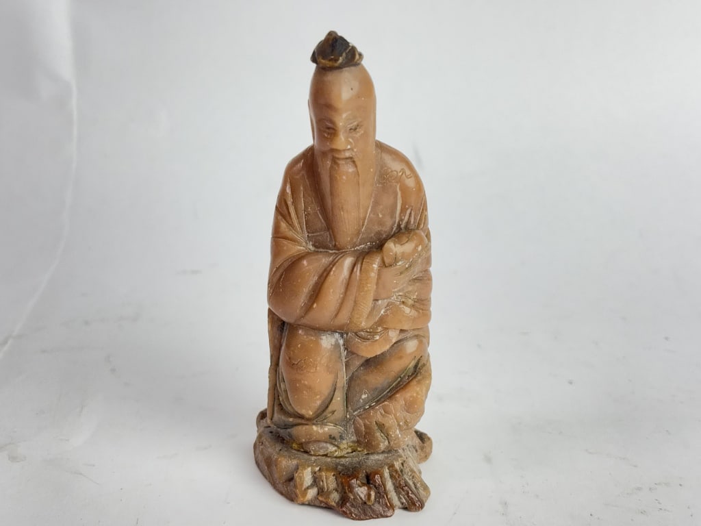 Vintage Chinese Carved Soapstone Shoulao Figurine (1 of 3)