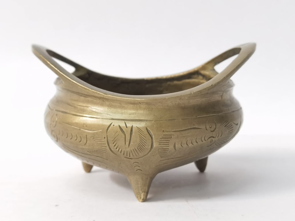 Chinese Bronze Dragon Incense Burner: Chinese Bronze Dragon Incense Burner, 4in