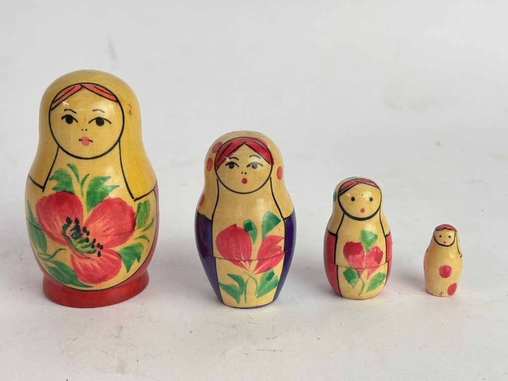 Vintage Russian Hand Painted Nesting Dolls (1 of 2)