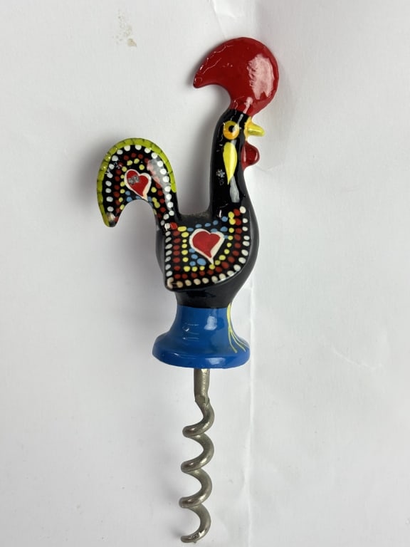 Vintage Portuguese Traditional Rooster Corkscrew: Vintage Portuguese Traditional Rooster Corkscrew, 5in