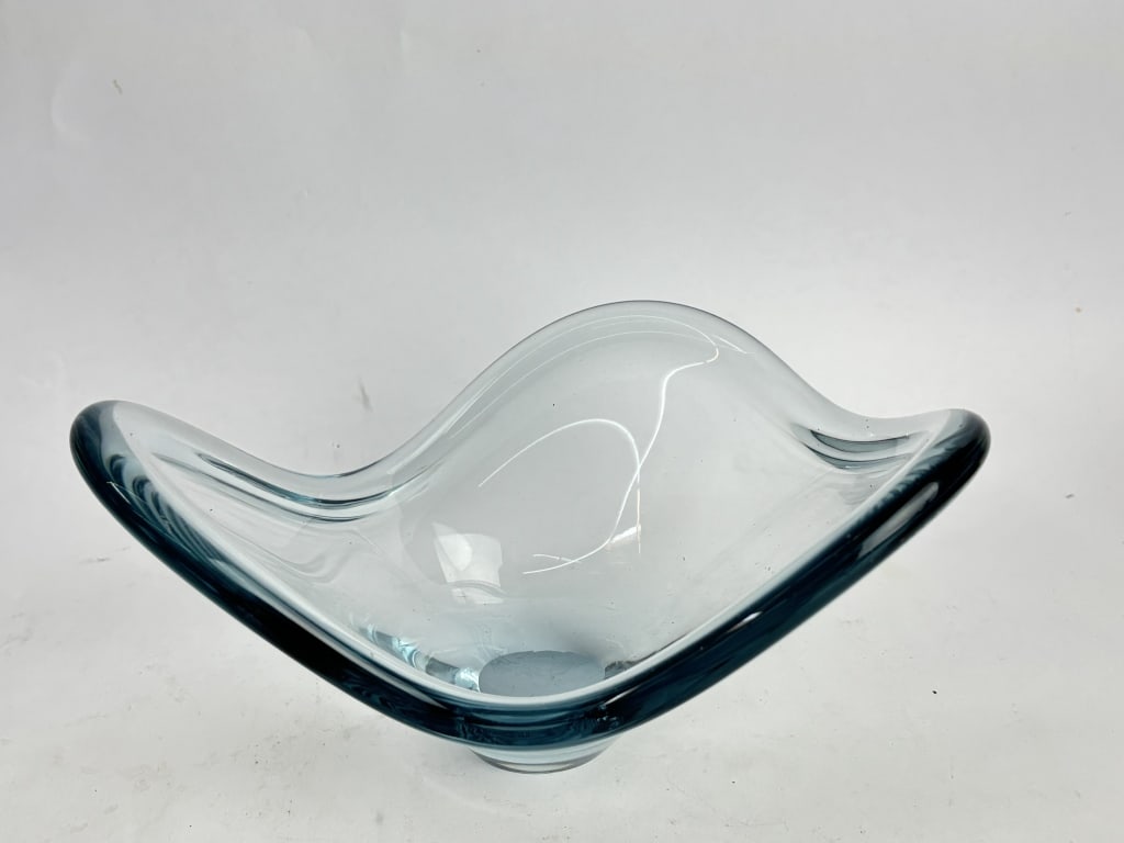 Vintage Holmegaard Denmark Glass Asymmetric Dish: Vintage Holmegaard Denmark Glass Asymmetric Dish, 8.25in by 4.5in