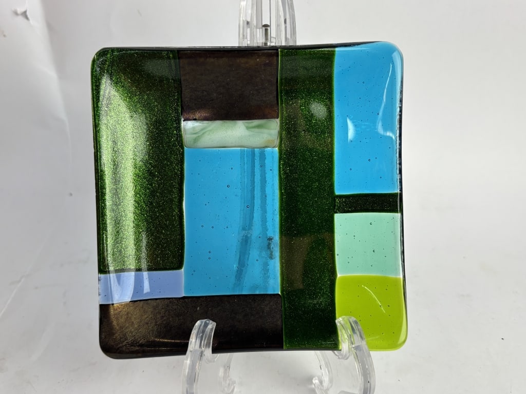 Vintage Fused Art Glass Square Dish (1 of 3)