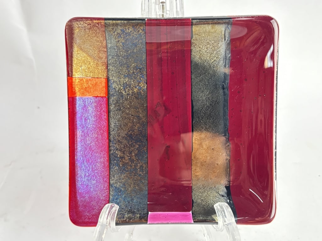 Vintage Fused Art Glass Square Dish (1 of 3)