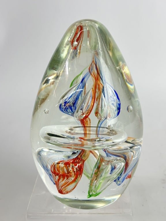Vintage Murano Italy Bubbled Art Glass Egg Paperwe (1 of 5)