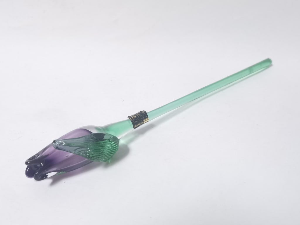 Vintage Mikasa Art Glass Rose: Vintage Mikasa Art Glass Rose, 13.5in