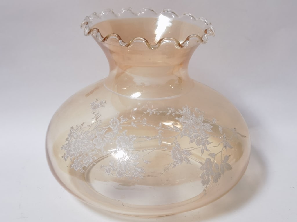 Vintage Amber Glass Hurricane Lamp Shade (1 of 5)