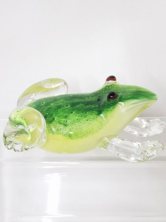 Vintage Murano Italy Green Art Glass Frog (1 of 3)