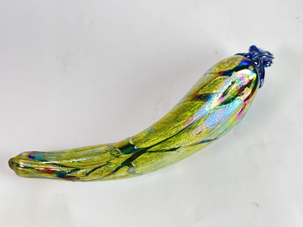 Vintage Iridescent Green Art Glass Pepper (1 of 3)
