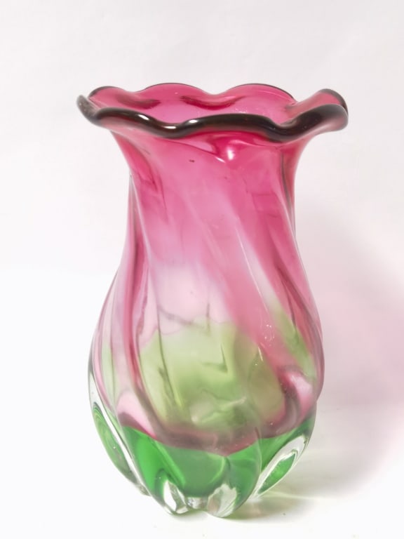 Vintage Teleflora Watermelon Vase: Vintage Teleflora Watermelon Vase, 8in