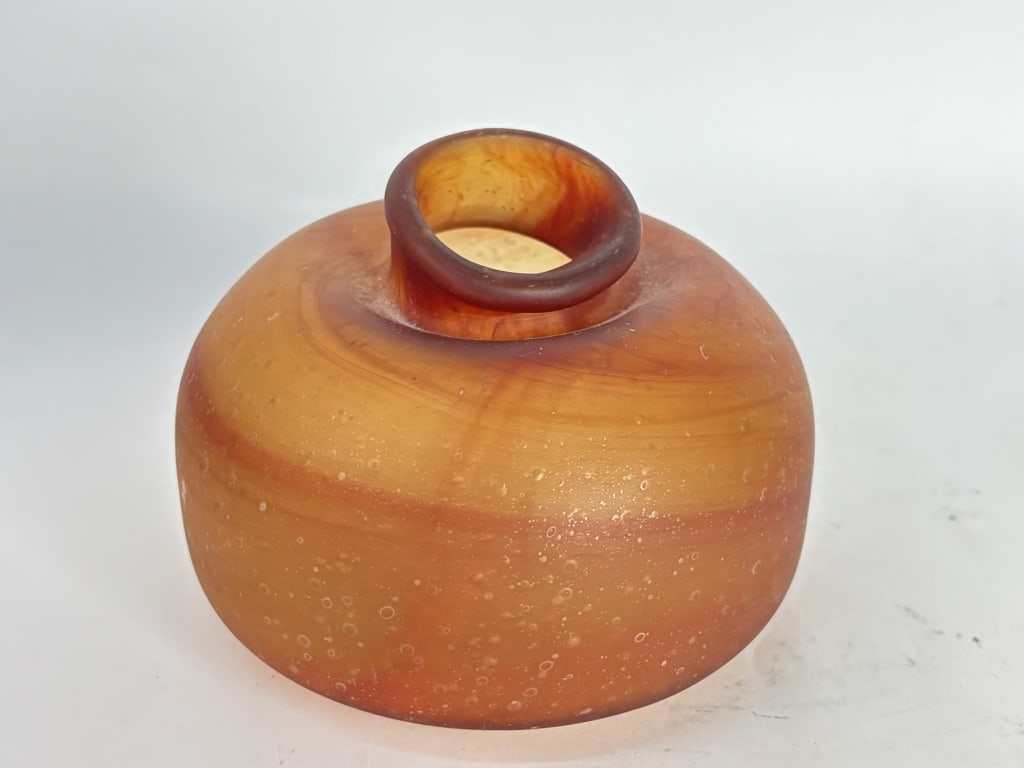 Vintage Amber Swirl Art Glass Vase (1 of 3)